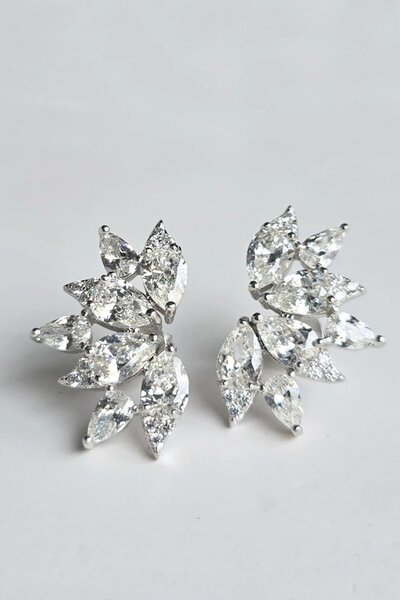 MorMajor Silver ÇİFT İTHAL MOZANİT KANATLI MARKİZ GÜMÜŞ KÜPE