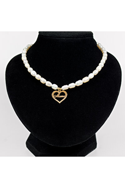 BLACK SWAN Bijoux Natural pearl necklace with heart pendant - 14K gold Mother...