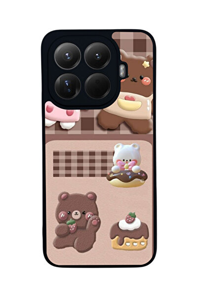 Aksel Kılıf غطاء حماية متوافق مع Mi 15 T Pro 5G، مطبوع، أسود غير لامع، سيليكو...