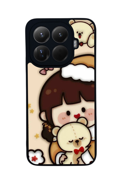 Aksel Kılıf غطاء حماية متوافق مع Mi 15 T Pro 5G، مطبوع، أسود غير لامع، سيليكو...