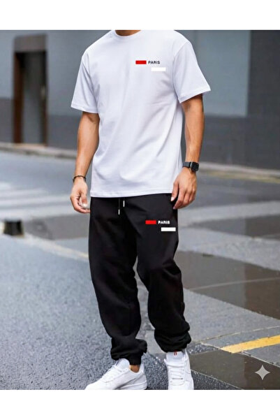 YK WEAR Set Premium Paris cu tricou oversize imprimat și pantaloni de trening...