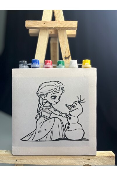 obelleatelier Elsa ve Olaf Tuval Boyama Seti 20x20 – 6 Renk Boya ve Fırça Dahil