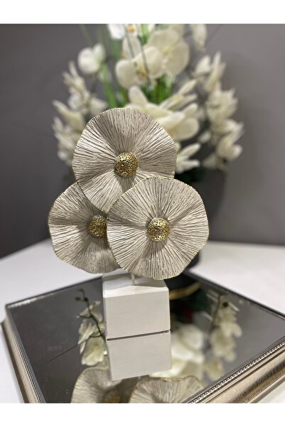 İnci line souvenırs Üçlü Çiçek Dekoratif Biblo Modern Salon ve Ev Aksesuarı A...