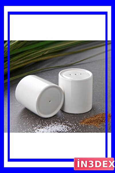 İN3DEX طقم وعاء ملح وفلفل من البورسلين باللون الأبيض