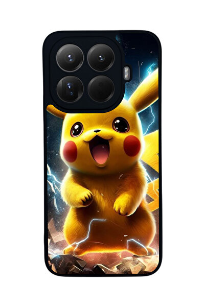 Aksel Kılıf غطاء حماية متوافق مع Mi 15 T Pro 5G، مطبوع، أسود غير لامع، سيليكو...