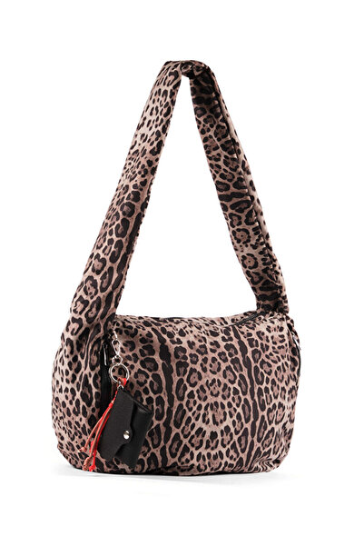 Faik Sönmez Küçük Aksesuarlı Leopar Desen Omuz Çantası S26CNT006