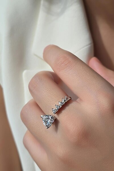 MorMajor Silver MOZANİT MİNİ VE TEKLİ KALPLI GÜMÜŞ YÜZÜK