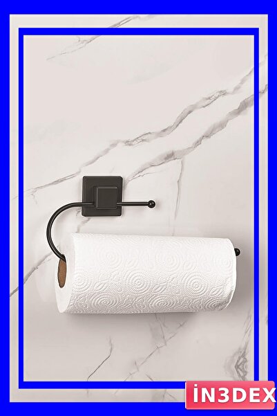 İN3DEX Square Headed Adhesive Wallpaper Towel Holder Black