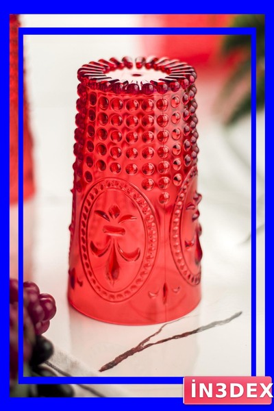 İN3DEX Unbreakable Acrylic Set of 6 Water Glasses Red Color