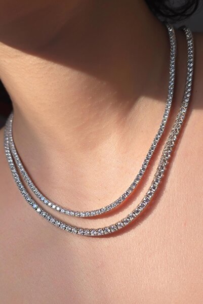 MorMajor Silver İTHAL MOZANİT SU YOLU TENNİS GÜMÜŞ KOLYE