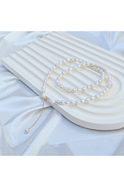 BLACK SWAN Bijoux Colier din perle naturale de cultura cu extensie de lantiso...