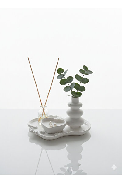 MorVilla Minimalist Zarif İnci Detaylı Mum & Bambu Çubuklu Oda Kokusu & Dekor...