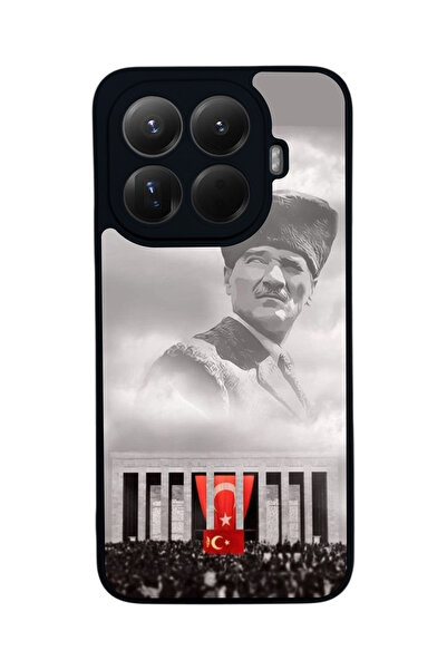 Aksel Kılıf غطاء حماية متوافق مع Mi 15 T Pro 5G، مطبوع، أسود غير لامع، سيليكو...