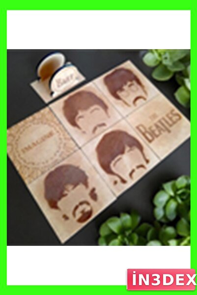 İN3DEX Mdf Coaster Set 6 Pieces with Music Themed Engraved Patterns