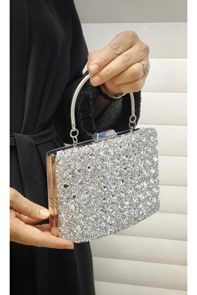 gül sezgin butik Women's Silver Stone Evening Dress Bag Shoulder Bag