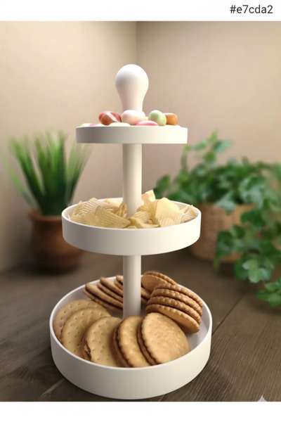 3DAKSESUAR Üç Katlı Atıştırmalık ve Pasta Standı, Servis Standı