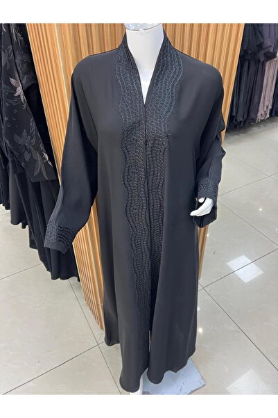 Korean A formal and elegant abaya with pleated details at the front and on th...