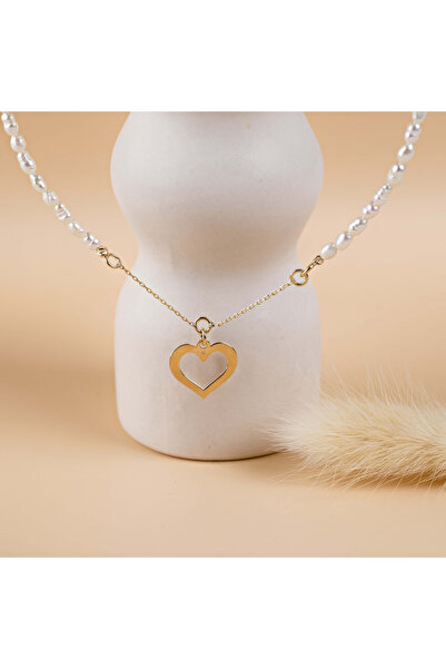 BLACK SWAN Bijoux Colier perle cu lantisor din aur 14K si pandantiv inima din...