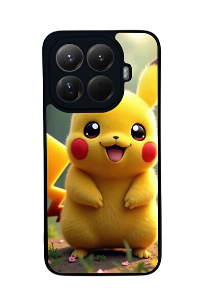 Aksel Kılıf غطاء حماية متوافق مع Mi 15 T Pro 5G، مطبوع، أسود غير لامع، سيليكو...