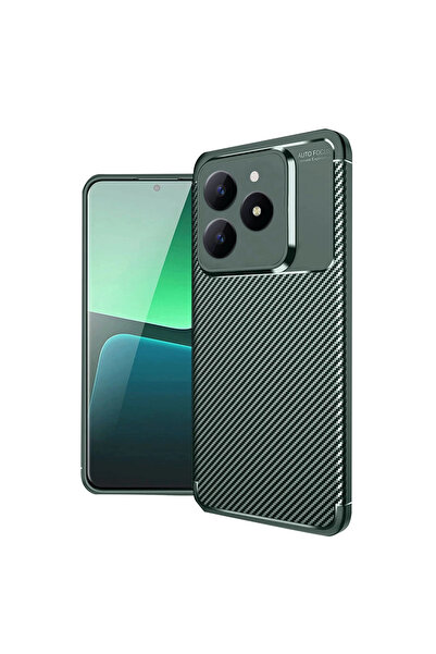 eco port حافظة Realme C61 ذات غطاء كربوني بتركيز تلقائي - أخضر داكن