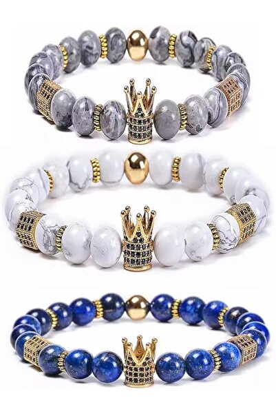 Generic 3 Bracelet for Women Beaded Bracelets Round Gold Crown Geometric Vint...