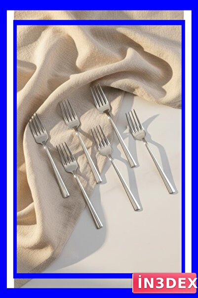 İN3DEX 6 Piece Stainless Steel Dessert Forks Tableware