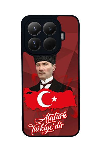 Aksel Kılıf غطاء حماية متوافق مع Mi 15 T Pro 5G، مطبوع، أسود غير لامع، سيليكو...