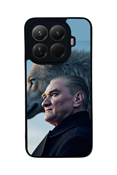 Aksel Kılıf غطاء حماية متوافق مع Mi 15 T Pro 5G، مطبوع، أسود غير لامع، سيليكو...