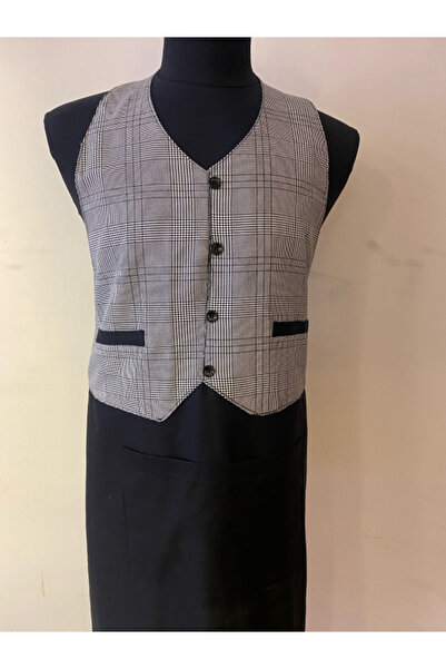 MARTEN Waiter's Vested Apron Ordering Apron Checked Plaid Infantry Pul Apron