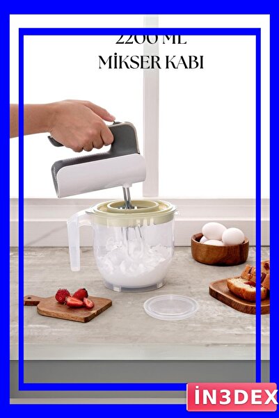 İN3DEX Plastic Mixer and Storage Container 2200ml Transparent Body