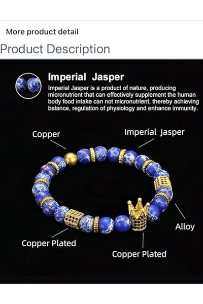 Generic BEADS Natural Healing Power Gemstone White and Grey Marble Beaded Bra...