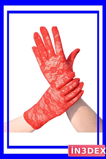 İN3DEX Short Lace Gloves Red Color 25cm Length