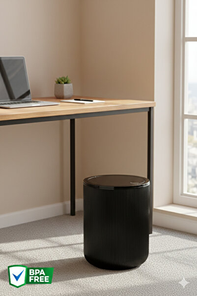 NY HOME 4,5 Lt Yuvarlak Çöp Kovası, Banyo, Mutfak Çöp Kutusu SİYAH