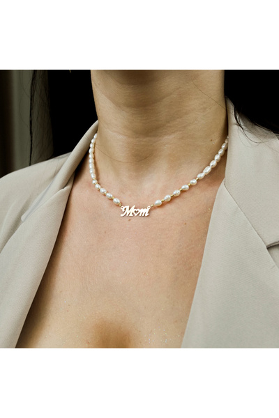 BLACK SWAN Bijoux Colier MOM / MAMA cu perle de cultura, 10 bilute de 2 mm au...