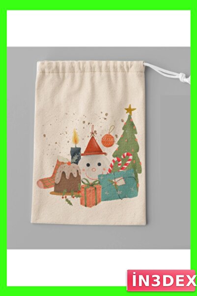 İN3DEX حقيبة قماشية مزخرفة لهدايا عيد الميلاد