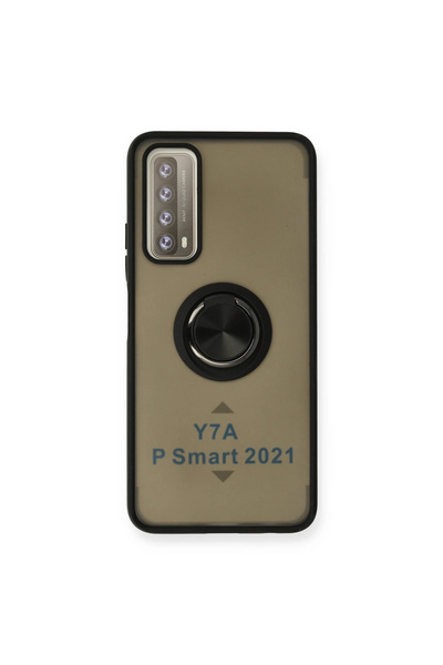 eco port غطاء حماية سيليكون لهاتف هواوي بي سمارت 2021 مونتريال مع حلقة - أسود