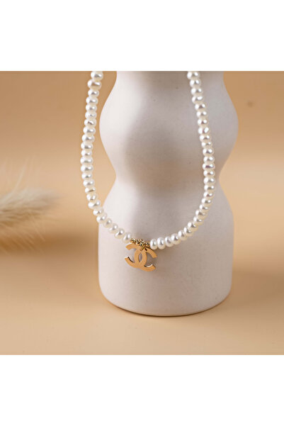 BLACK SWAN Bijoux Colier perle naturale de cultura si pendant din aur Chanel
