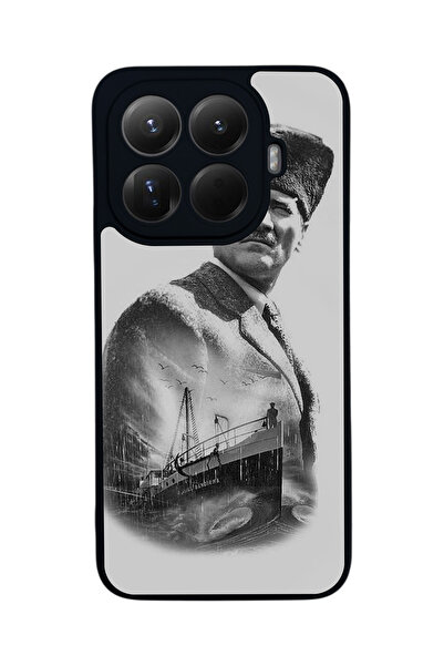 Aksel Kılıf غطاء حماية متوافق مع Mi 15 T Pro 5G، مطبوع، أسود غير لامع، سيليكو...