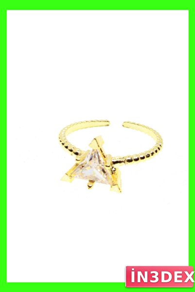 İN3DEX Adjustable Bronze Zircon Stone Ring with Triangle Motif