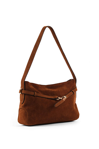 Faik Sönmez Gold Aksesuar Detaylı Gerçek Süet Omuz Çantası S26CNT007