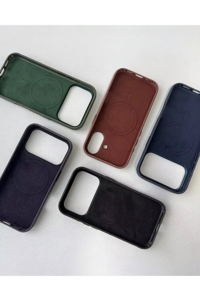 KILIF HOUSE iPhone 17 Pro Compatible Suede Tech Genuine Leather Woven Animated Magsafe Supported Case