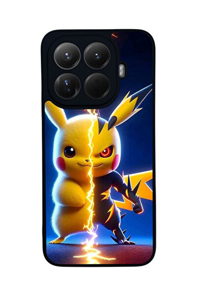 Aksel Kılıf غطاء حماية متوافق مع Mi 15 T Pro 5G، مطبوع، أسود غير لامع، سيليكو...