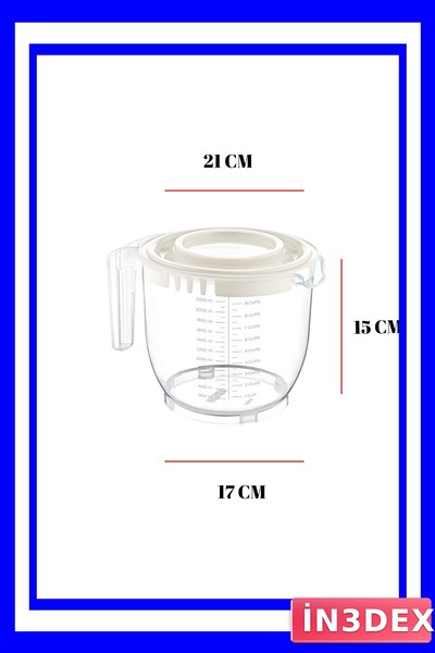 İN3DEX Green Plastic Measuring and Storage Container 2 Liter Capacity