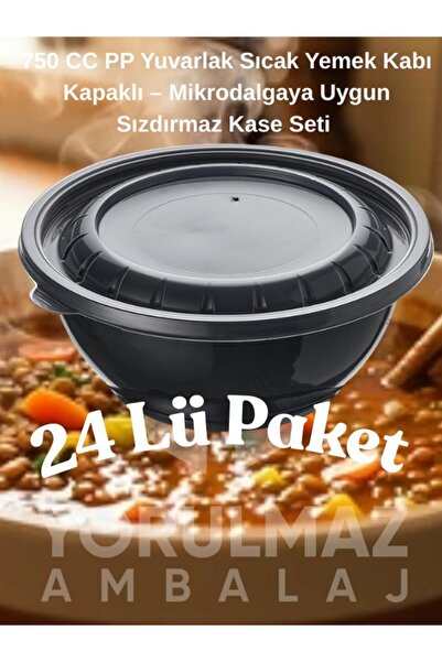 yorulmaz ambalaj ✅ 750 CC Yuvarlak Sıcak Yemek Kabı Kapaklı – PP Sızdırmaz Ka...