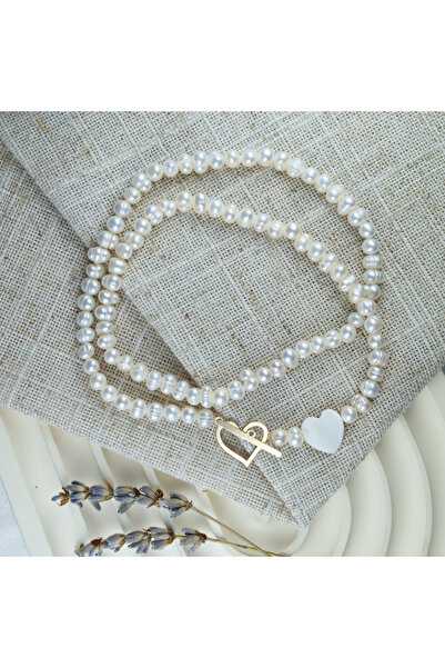 BLACK SWAN Bijoux Colier din perle naturale de cultura si inima din aur 14K c...