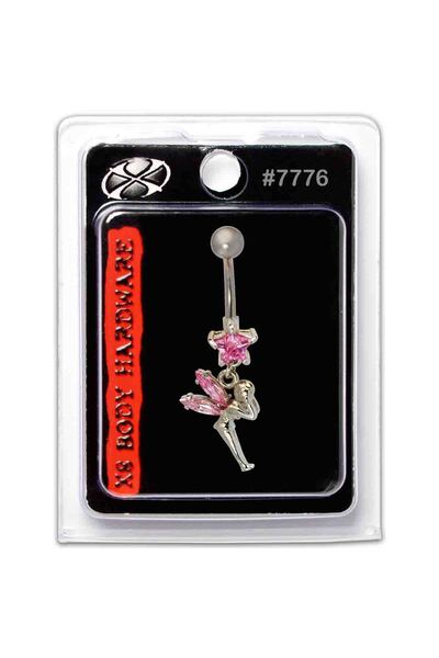 X8 BODY HARDWARE USA , S. Steel 316L Navel Dangle Star,Fairy Pink