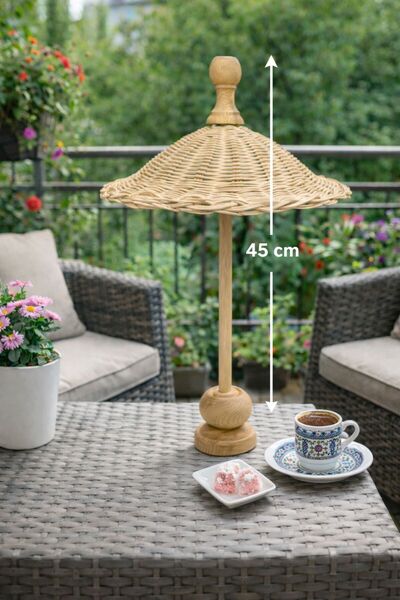 Rosina Doğal Kaliteli Bambu Rattan Bali Şemsiyesi Dekor Ürünü 45 Cm