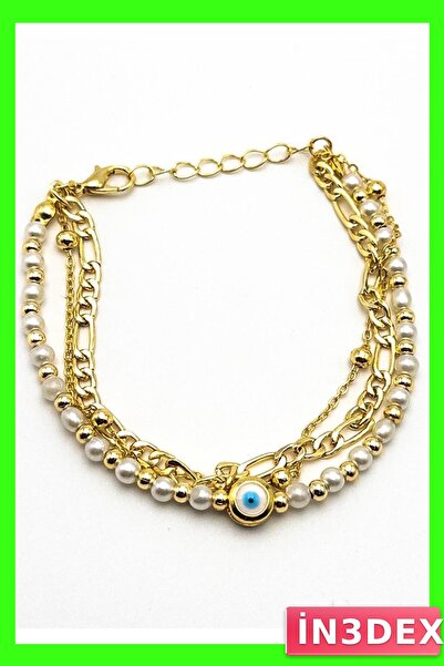 İN3DEX Nazar Beaded Pearl Detailed Bracelet Accessory
