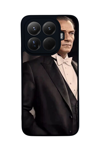 Aksel Kılıf غطاء حماية متوافق مع Mi 15 T Pro 5G، مطبوع، أسود غير لامع، سيليكو...