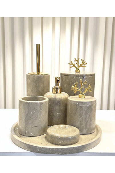 mermer home dekorasyon mermer banyo seti rustik yeşil 7 li